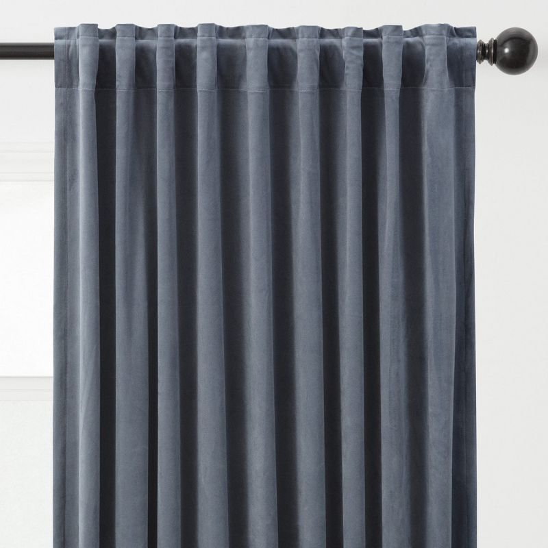 Chanasya 2pk Solid Velvet Room Darkening Blackout Privacy Window Curtain Panels - Set of 2 - 52 x 96 Inches Long - Slate Blue