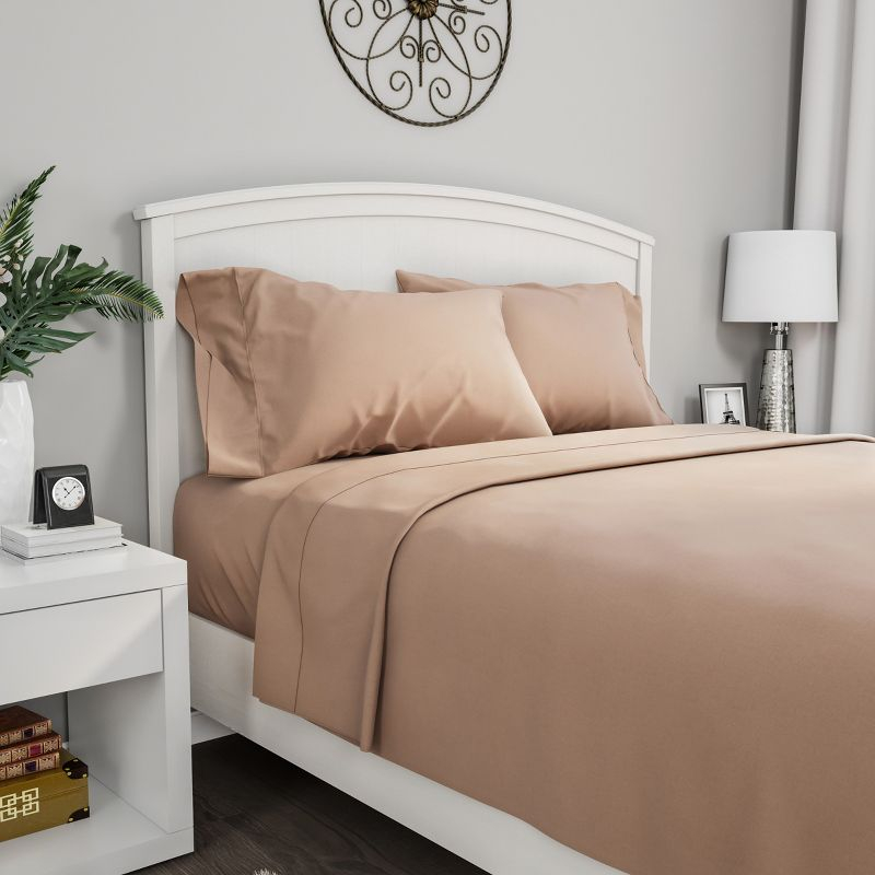 Hastings Home 4-pc Brushed Microfiber Sheet Set - Queen, Taupe