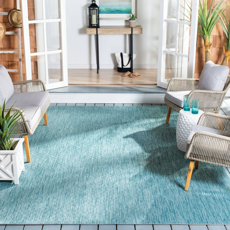 Courtyard CY8520 Power Loomed Indoor and Outdoor Area Rug - Aqua/Aqua - 8'x10' - Safavieh