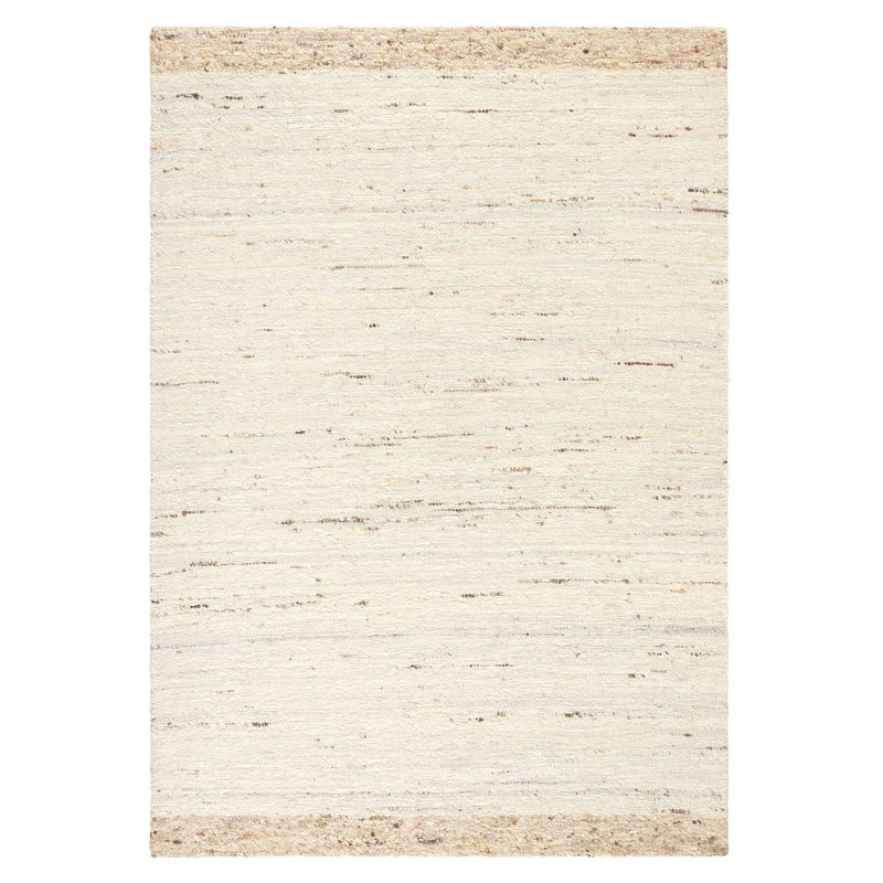 Town & Country Terra Montana Textured Border Handcrafted 100% Wool Area Rug, Ivory/Beige, 8'x10'
