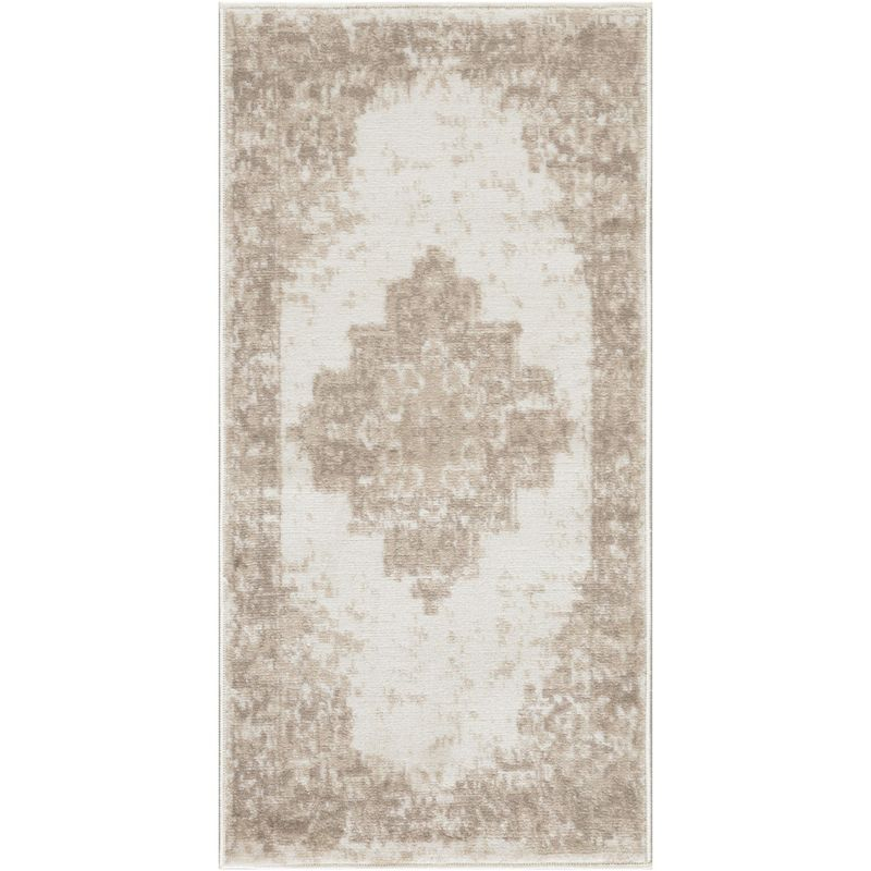 Nourison Grafix Center Medallion Area Rug Ivory Beige 2' x 4'