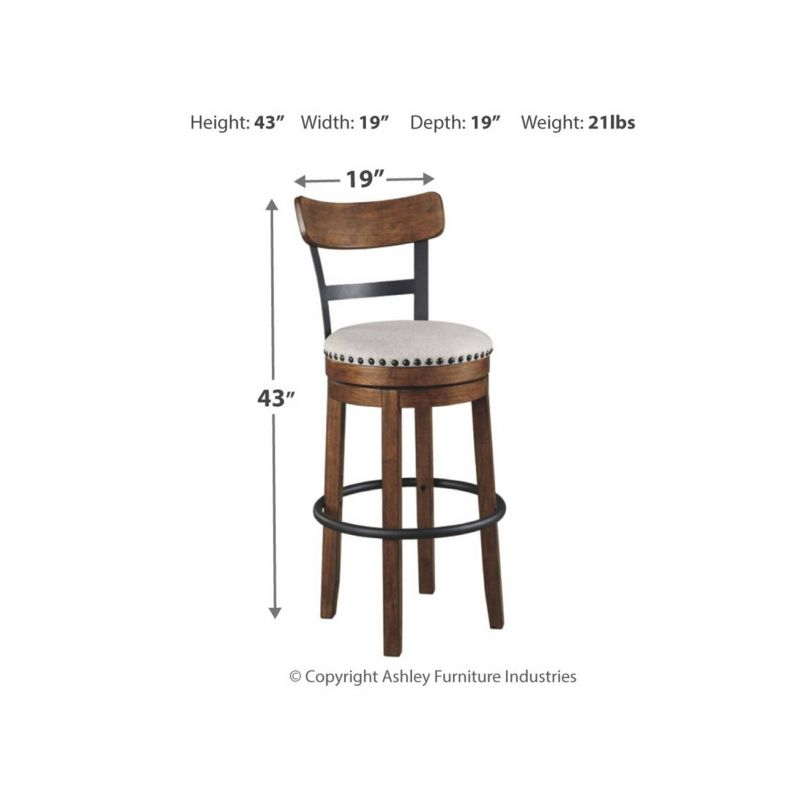 Tall Valebeck Upholstered Swivel Barstool Brown - Signature Design by Ashley: Kitchen Counter Height, Rustic Style