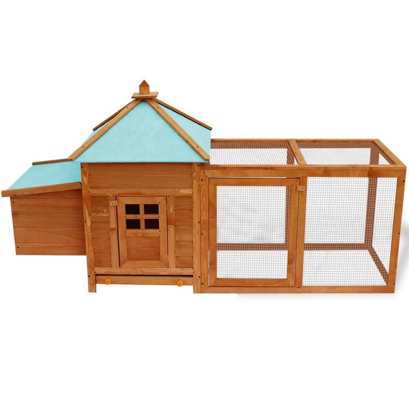 vidaXL Chicken Coop Brown Solid firwood, plywood, galvanized steel Large