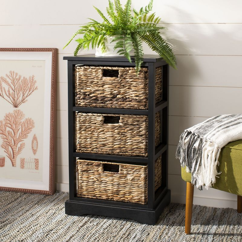 Halle Storage Side Table - AMH5738 - Distressed Black - Safavieh Couture