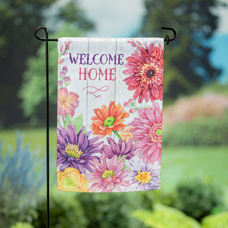 Evergreen Welcome Home Spring Suede Garden Flag 12 x 18 Inches Indoor Outdoor Decor