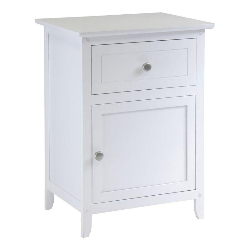 Eugene Nightstand - White - Winsome: Wood Composite Bedside Cabinet with Storage Drawer & Shelf