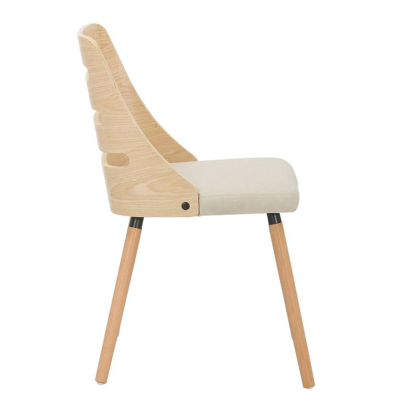 Set of 2 Trevi Dining Chairs Natural Cream - LumiSource: Mid-Century Design, Wood Legs, Polyester Upholstery