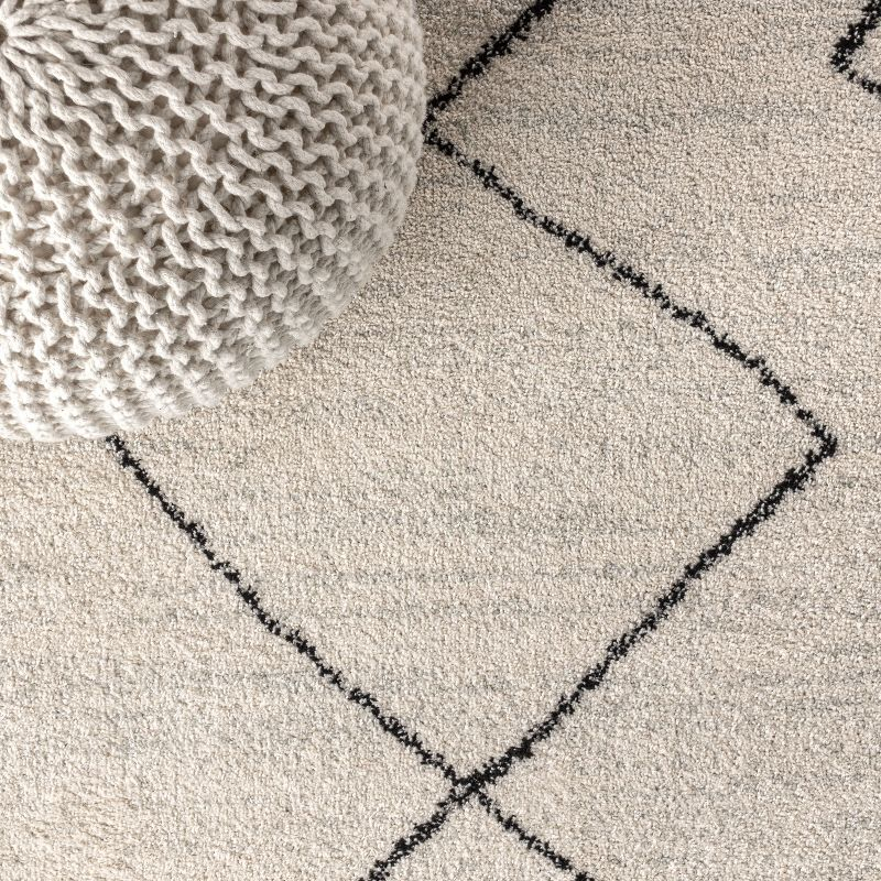 2'x8' Zaina Moroccan Beni Souk Runner Rug, Cream/Black - JONATHAN Y