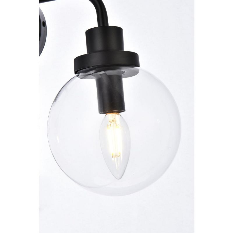 Elegant Lighting Hanson 3 lights bath sconce in black with clear shade