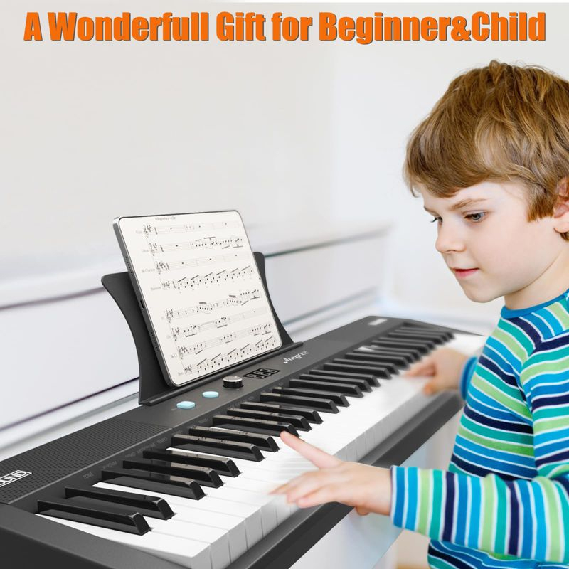 Garvee 61 Key Keyboard Piano, Protable Electric Semi-Weighted Piano Keyboard for Beginner/Professional, Built In Speakers, Pedal, for Christmas Gift