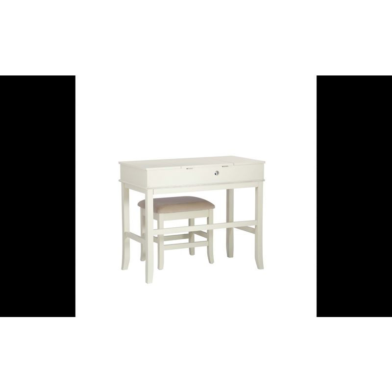 Jackson Traditional Wood Flip-up Mirror Vanity with Stool, Nickel Hardware - Linon