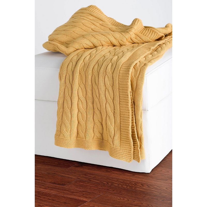 50"x60" Cable Knit Throw Blanket Yellow - Rizzy Home