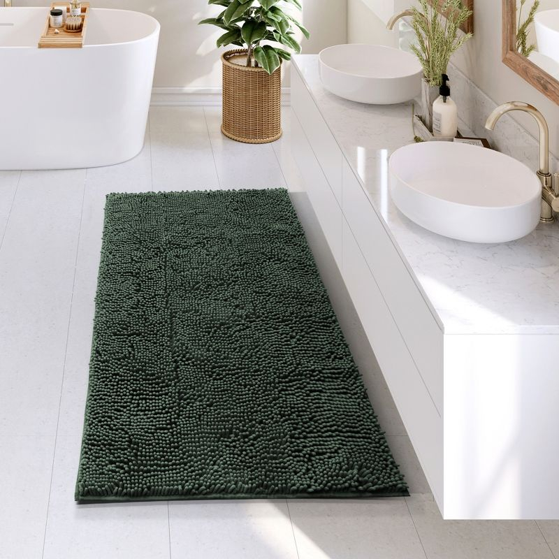 Hearth & Harbor Bathroom Rugs, Chenille Bath Mat - Hunter Green Bath Rug, 26x44
