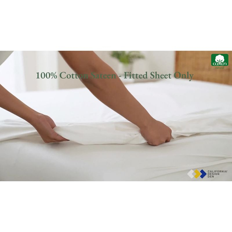 400 Thread Count 100% Cotton Fitted Sheet - California Design Den - Taupe, Queen
