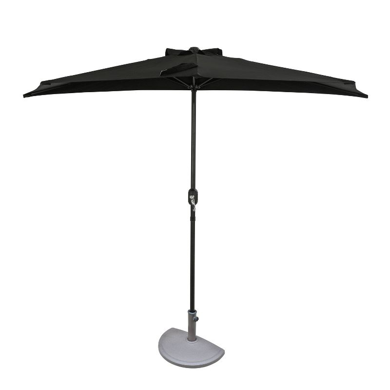 9' x 4.5' Lanai Half Patio Umbrella Black - Island Umbrella: Steel Frame, Water & UV Resistant