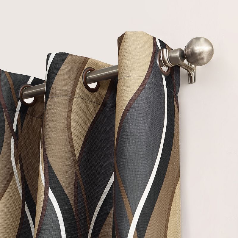 48"x95" No. 918 Semi-Sheer Intersect Ogee Wave Print Grommet Curtain Panel Charcoal Gray: Modern Light Filtering Curtain Panels