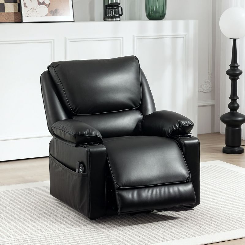 HOMCOM Power Lift Recliner Chair, Electric Heated Massage Reclining Chair with Remote, Side Pockets, Pocket Spring, Black