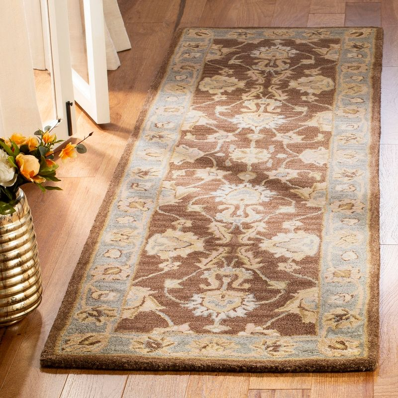 Heritage HG343 Handmade Runner Rug - 2'3"x8' - Brown/Blue - Safavieh