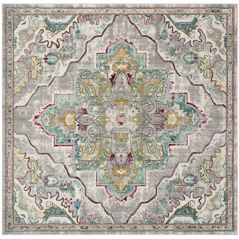 Mystique MYS921 Power Loomed Area Rug Grey / Light Blue 6'-7" X 6'-7" Square - Safavieh.