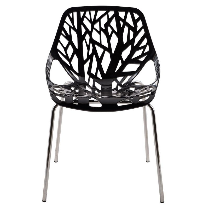 LeisureMod Asbury Stackable Dining Chair, Set of 4 - Black
