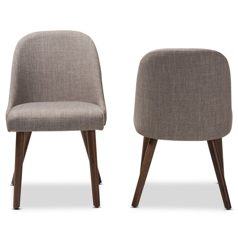Set of 2 Cody Mid Century Modern Dining Chairs - Baxton Studio: Beige Upholstery, Walnut Wood