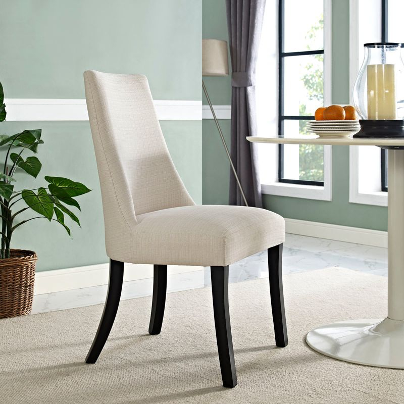 Modway Reverie Dining Side Chair Beige: Polyester Upholstery, Espresso Wood Legs, Armless Design, 287lb Capacity