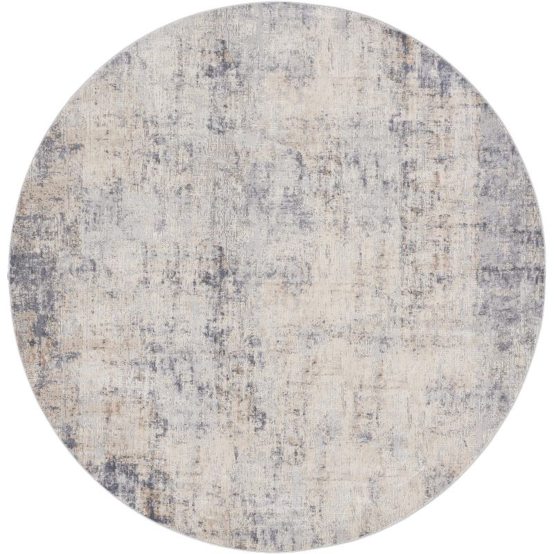 Nourison Rustic Textures Abstract Indoor Area Rug Grey/Beige 7’10” x Round