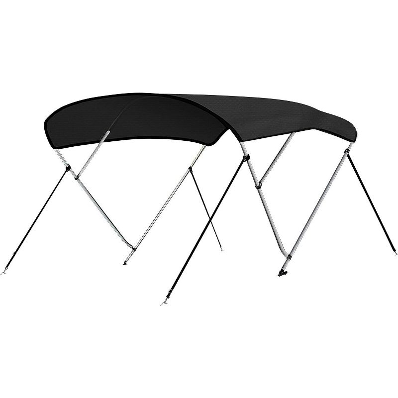 SereneLife 4 Bow Bimini Top Boat Cover - 96" x 61-66" x 54" - Gray