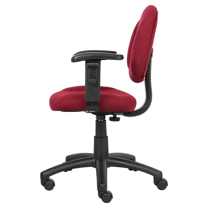 Deluxe Posture Chair with Adjustable Arms Burgundy - Boss Office Products: Ergonomic Swivel, Lumbar Support, Metal Frame
