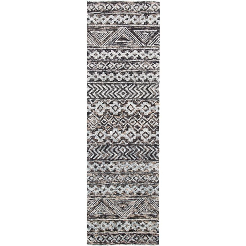 Abstract ABT252 Handmade Indoor Runner - Grey/Brown - 2'-3"x6' - Safavieh
