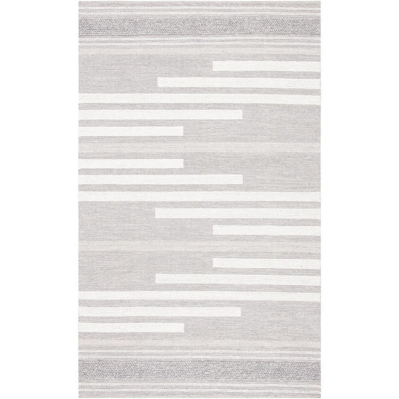Striped Kilim STK505 Hand Woven Area Rug - Silver/Grey - 6'x9' - Safavieh.