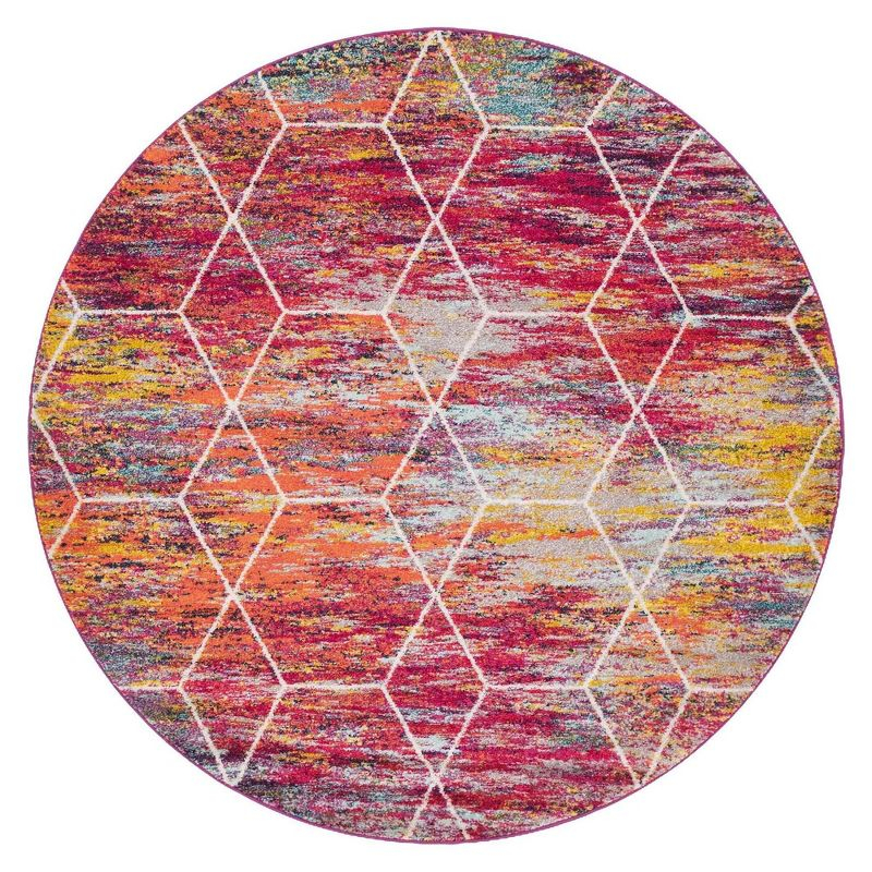 Unique Loom 7' 0 x 7' 0 Trellis Frieze Geometric Multi Area Rug