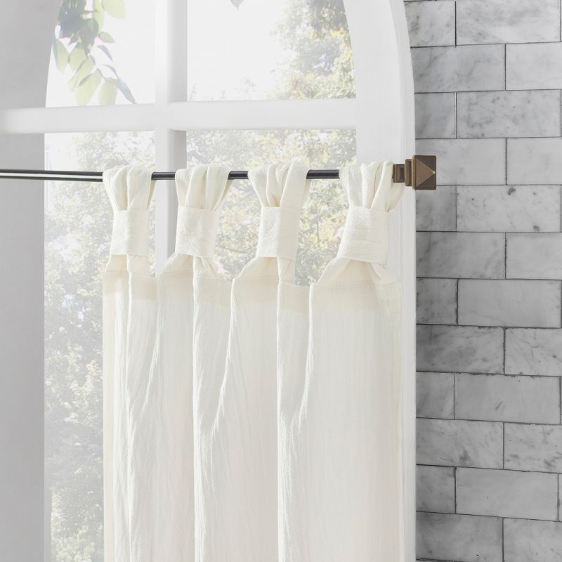 2pc 52"x36" Archaeo Washed Cotton Twist Tab Cafe Curtain Tier Pair Ivory: Kitchen Curtains, 36 Inch, Solid Off-White