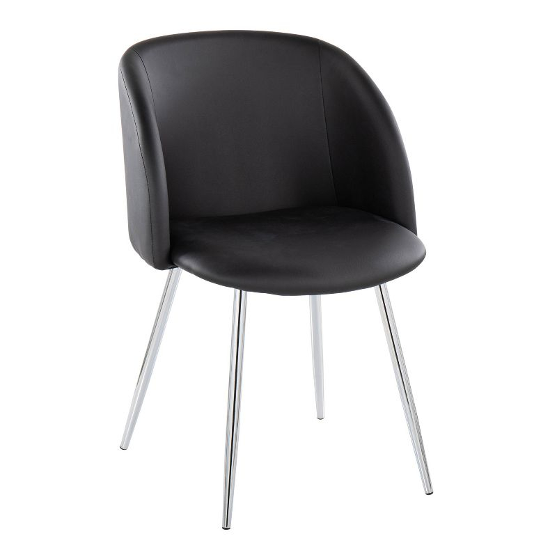 Set of 2 Fran Dining Chairs Chrome/Black - LumiSource: Upholstered, Metal Legs, Contemporary Style
