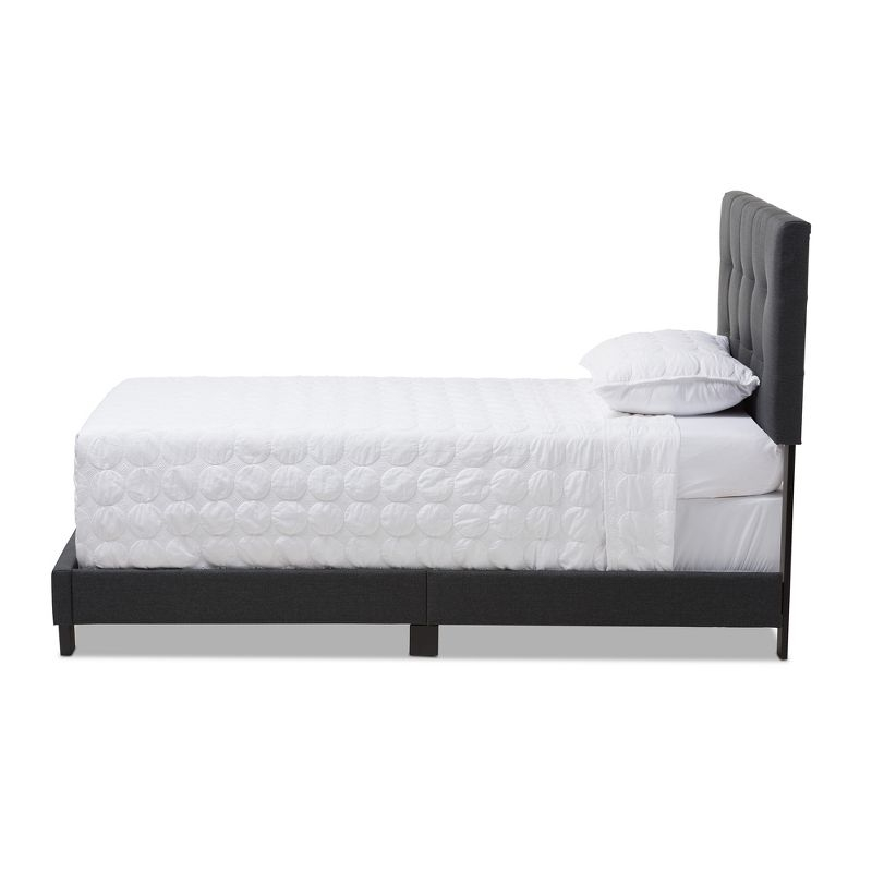 Twin Brookfield Modern and Contemporary Fabric Upholstered Bed Black - Baxton Studio: Charcoal Polyester, Grid-Tufting Design, Solid Wood Legs