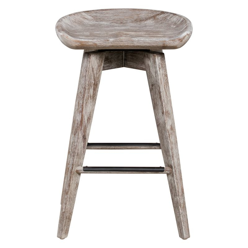 24" Bali Swivel Counter Height Barstool Barnwood - Boraam: Flared Legs, Wood Frame, 300lb Capacity