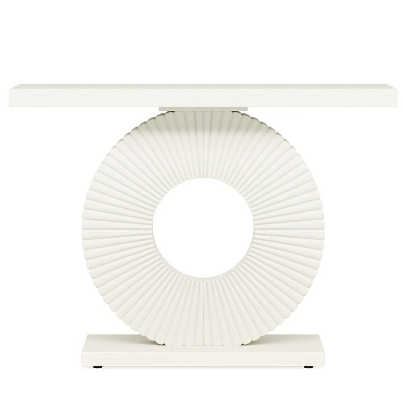 Resenkos Entryway Table, Console Sofa Table,Modern Console Table 40" Wood Sofa Table with Geometric Base,White