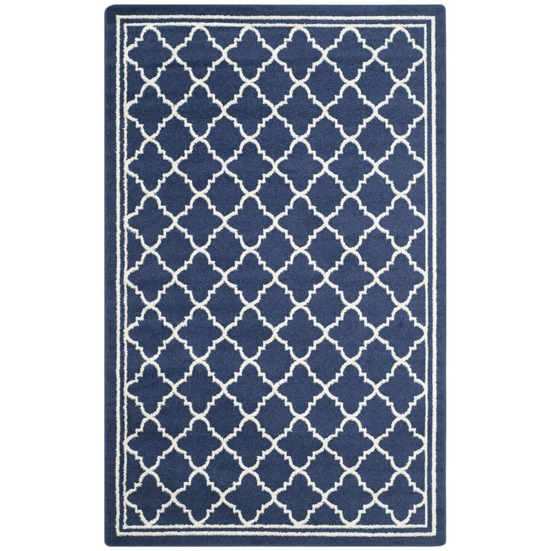 Amherst AMT422 Power Loomed Indoor Area Rug - Navy/Beige - 4'x6' - Safavieh