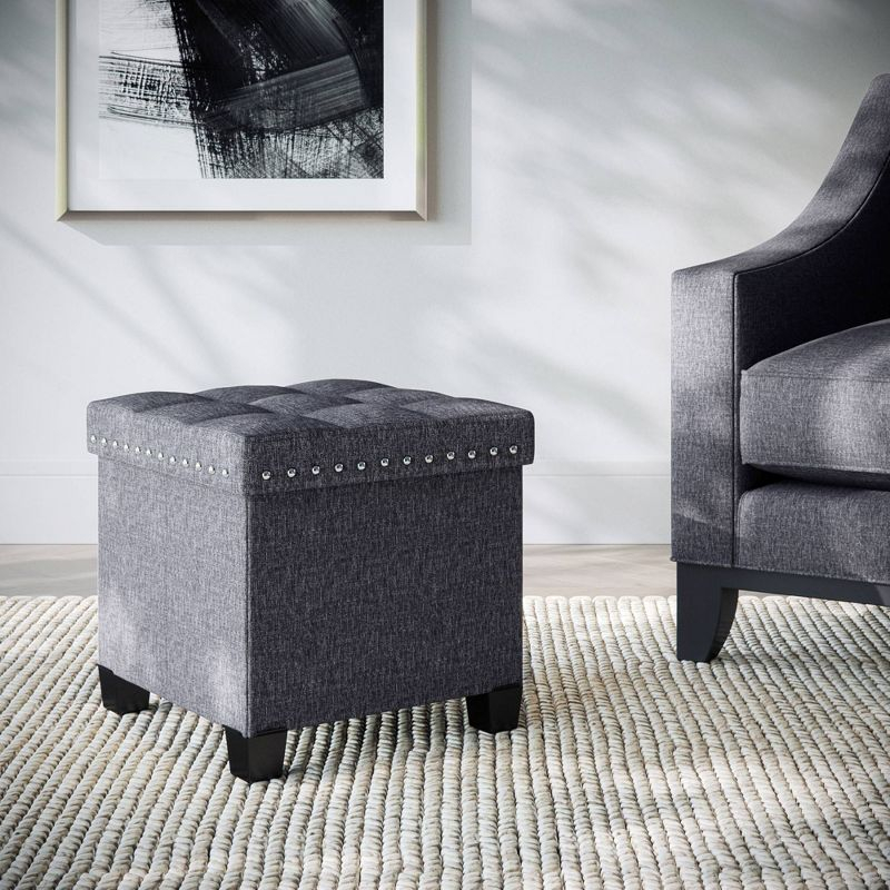 15" Payton Storage Cube Tufted Upholstered Ottoman - Nathan James