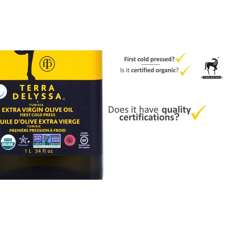 Terra Delyssa 100% Organic Extra Virgin Olive Oil - 34 fl oz