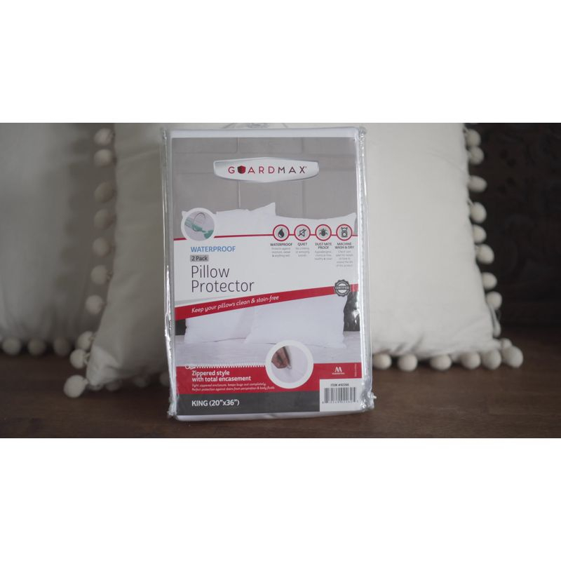 Guardmax - Bed Bug/Waterproof Pillow Protector - Zippered - Grey - 4/PK - King