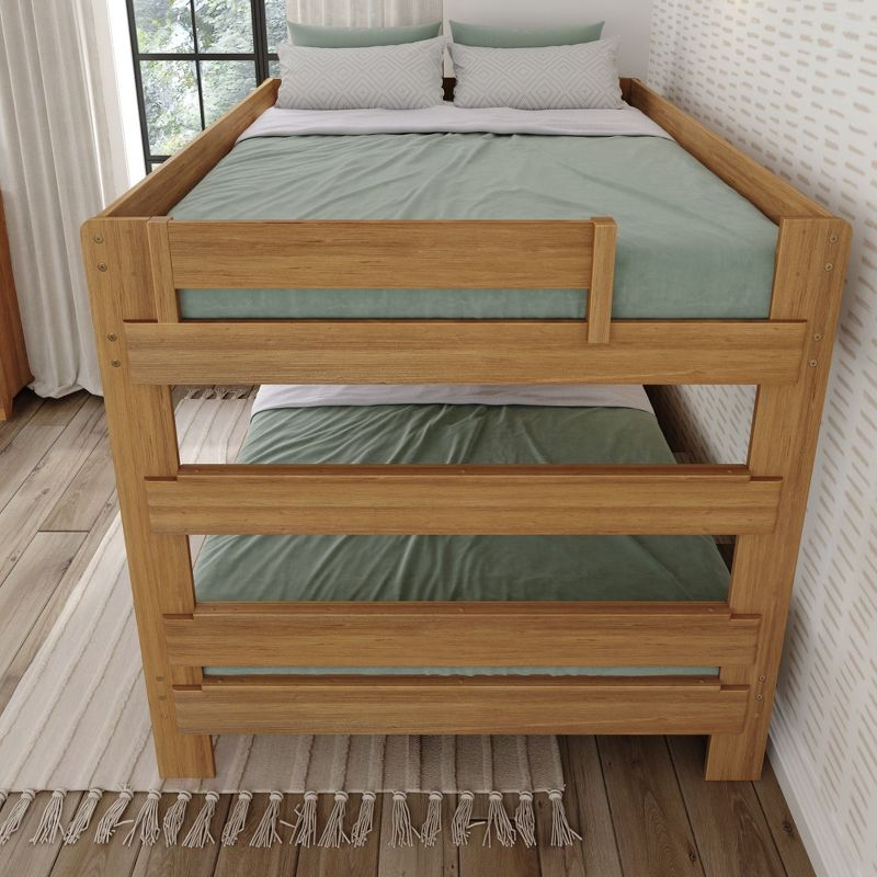 Plank+Beam Solid Wood Farmhouse Queen over Queen Bunk Bed Bed for Adults, Matte Pecan