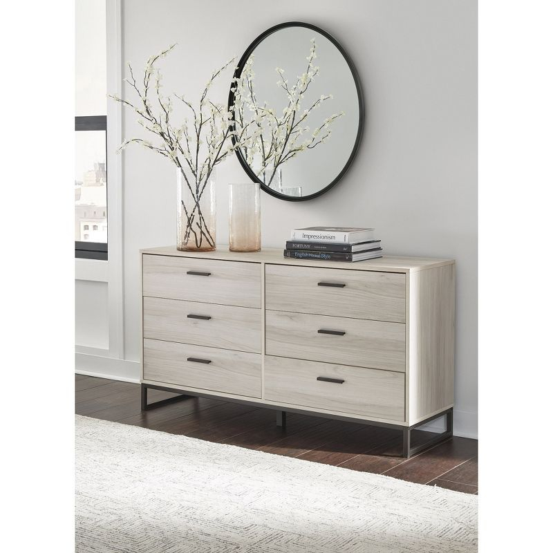 Signature Design by Ashley Contemporary Socalle 6 Drawer Dresser, Light Natural