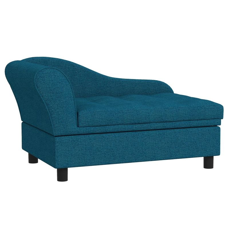 PawHut Pet Sofa, Dog Sofa, Elevated Pet Bed for Small Dogs, with Hidden Storage, Soft Tufted Cushion, Dark Blue