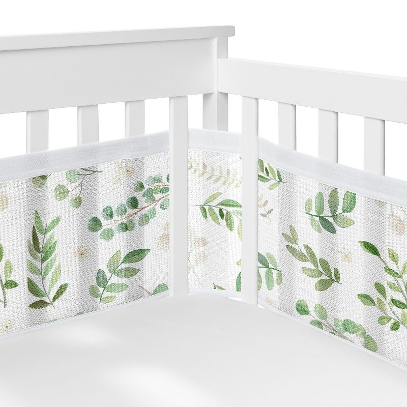 Sweet Jojo Designs + BreathableBaby Breathable Mesh Crib Liner Boy or Girl Gender Neutral Unisex Botanical Green and White