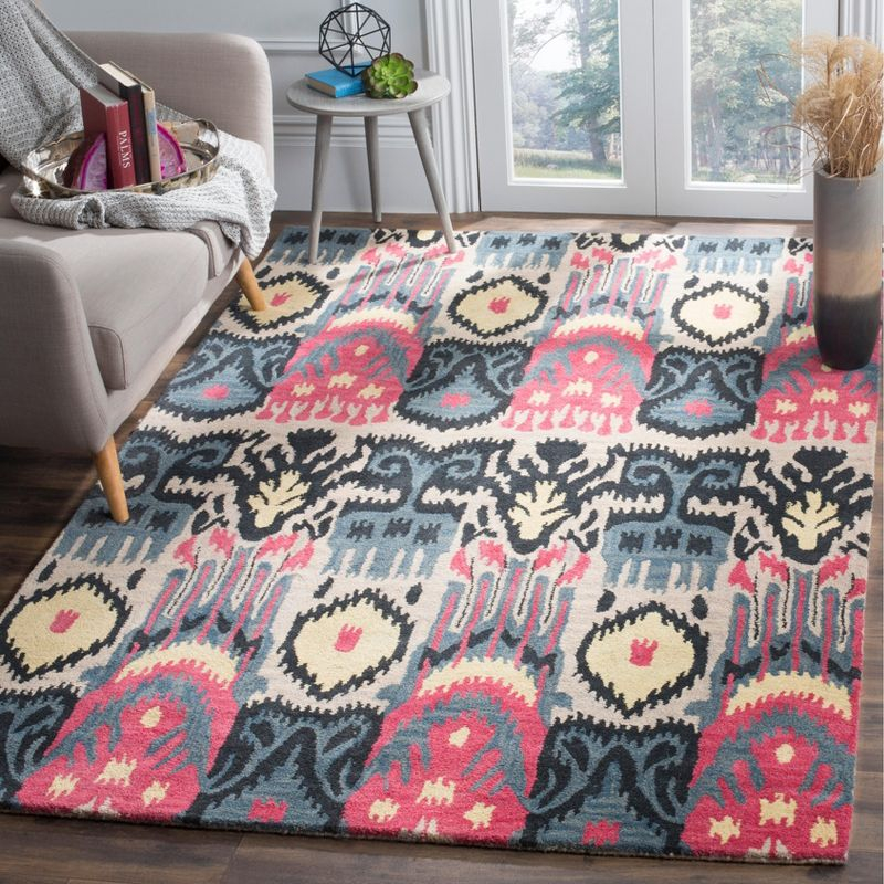 Ikat IKT466 Hand Tufted Area Rug - Beige/Blue - 4'x6' - Safavieh.