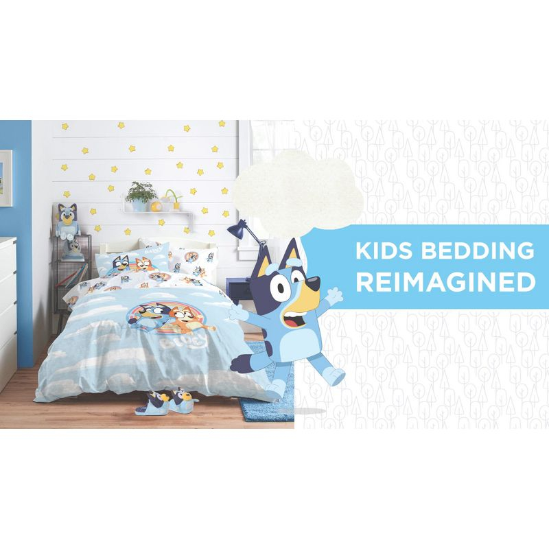 Saturday Park Bluey Rainbow in the Clouds 100% Organic Cotton Twin Duvet Cover & Sham Set