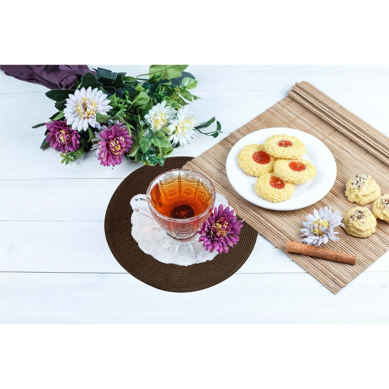 tagltd Round Woven Chocolate Placemat Set of 4