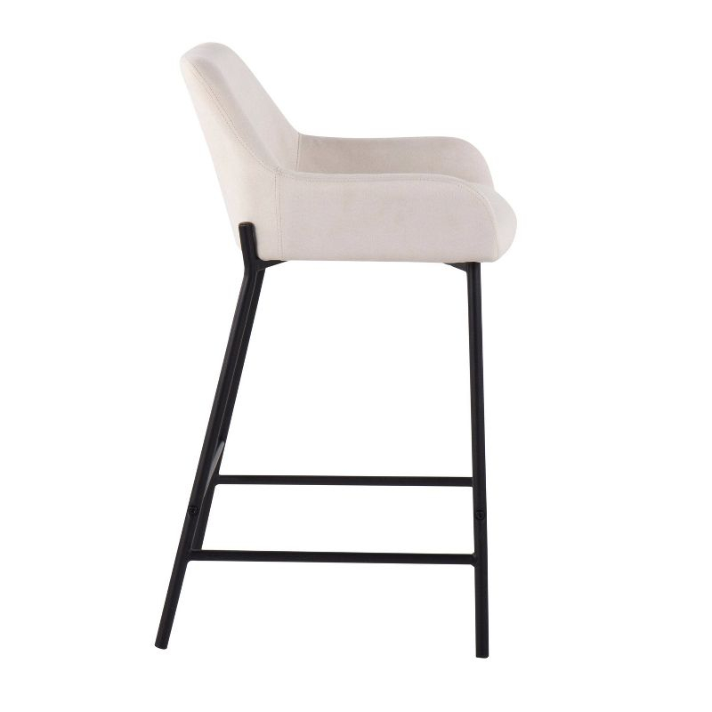 Set of 2 Daniella Metal/Polyester Counter Height Barstools Black/Cream - LumiSource: Upholstered, Spot Clean, Foam Filled, Fixed Height