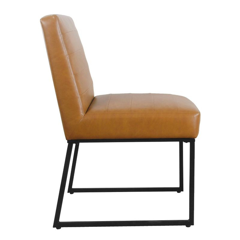 Channeled Metal Dining Chair Carmel Faux Leather - HomePop: Modern Upholstered, Spot Clean, 250lb Capacity